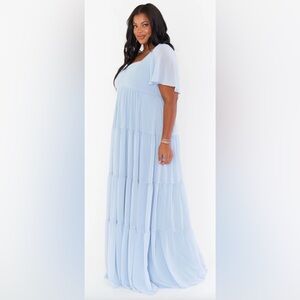 Show Me Your Mumu Nicole Maxi Dress // Steel Blue Chiffon // 3X